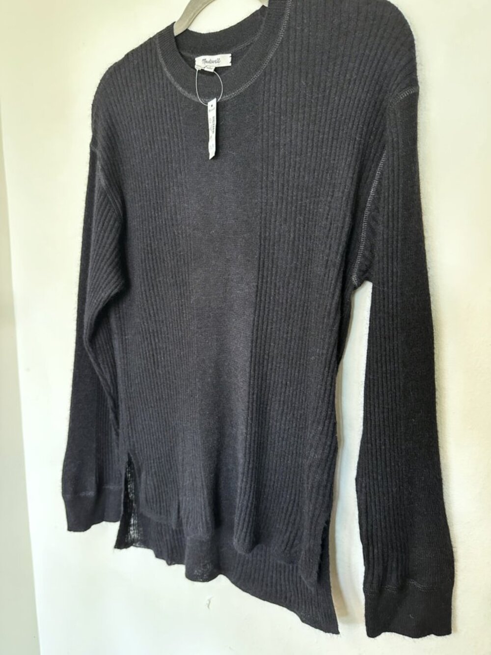 Madewell Ribbed Alpaca-Blend Crewneck, Black, S